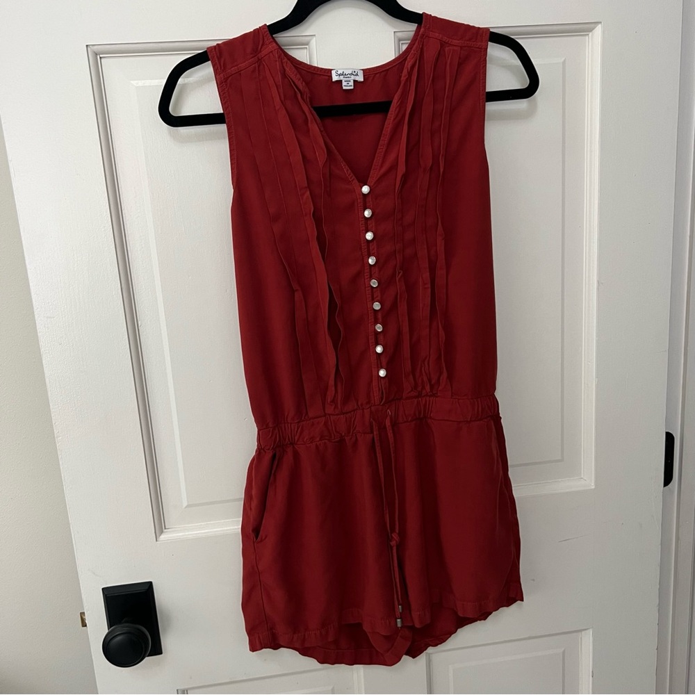 Splendid Rust Sleeveless Button Front Shorts Romp… - image 1